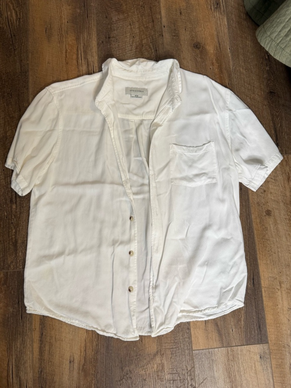 Cotton On White Button Up Collared Shirt, Size Medium